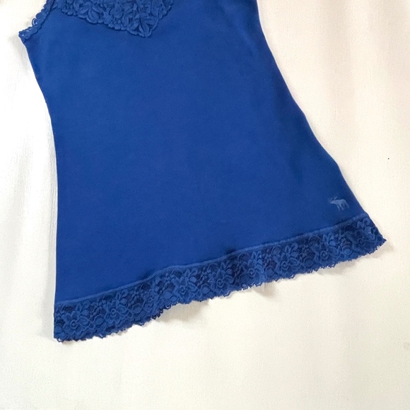 Y2k Abercrombie Fitch Lace Trim Women Medium Tank Top Fitted Logo Preppy Bell - Picture 4 of 13